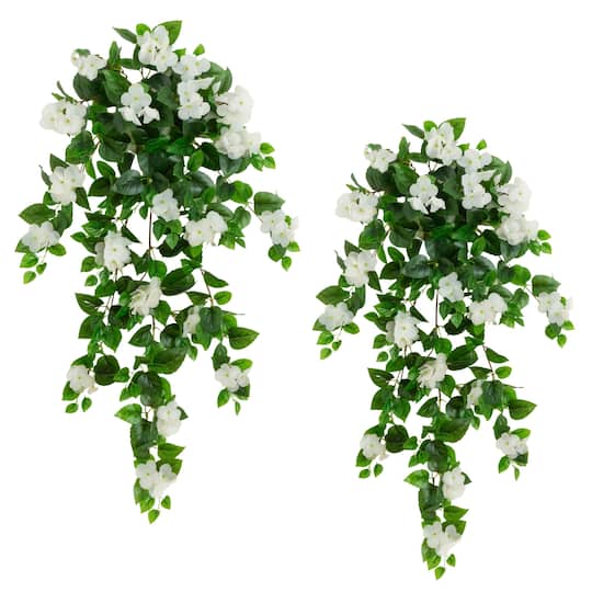 Michaels, 41" UV Resistant Artificial Hydrangea Hanging Plants, 2ct. – Category: Bushes